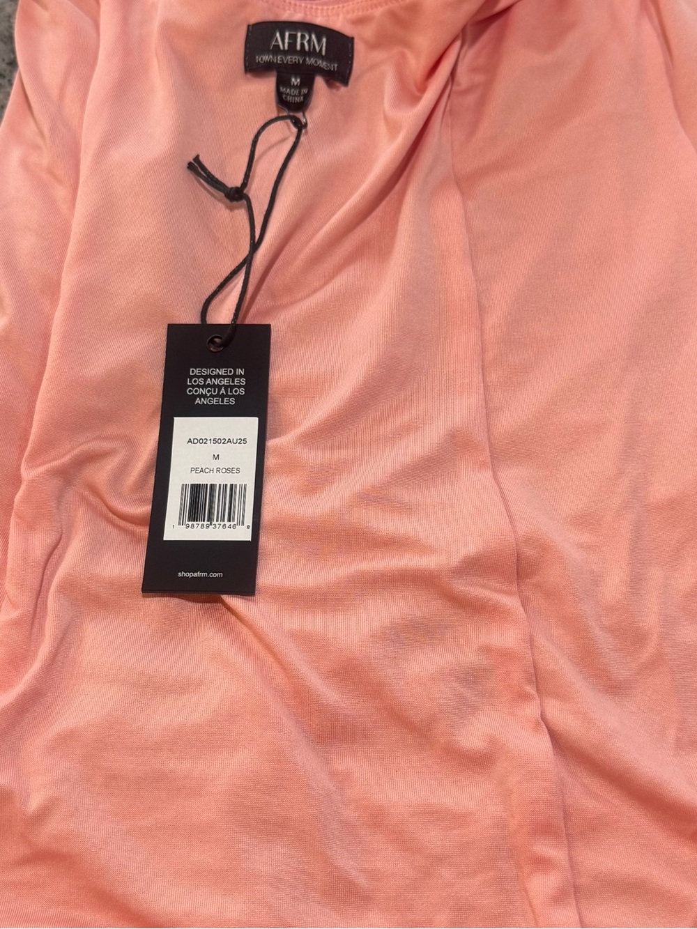 AFRM Balmer Ruched Halter Midi Dress, Peach Roses - Picture 9 of 11